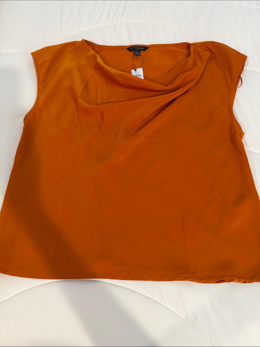 Banana Republic Rust Orange Draped Cowl Neck Sleeveless Top